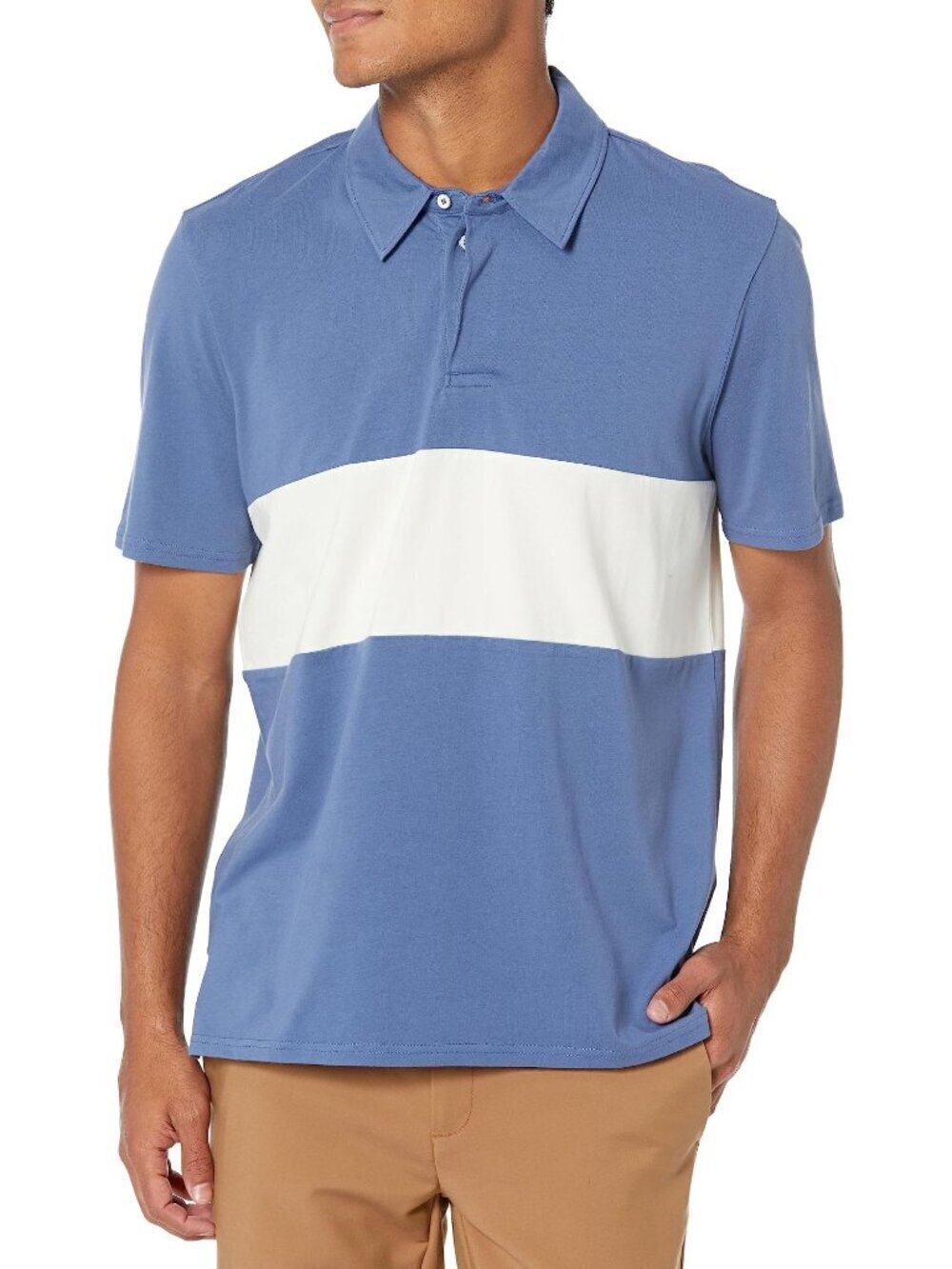 NWT PAIGE Men's Picketts Short Sleeve Rugby Shirt, Lagoon Mist/Prism Glow XL